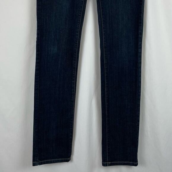 BCBGMaxAzria Dark Wash Mid Rise Dressy Skinny Blue Jeans Size 27 - Picture 4 of 13